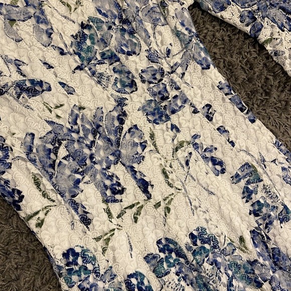 Rabbit Rabbit Rabbit Design 3/4 Bell Sleeve Floral Lace Fit &Flare Dress 16 NWOT - Picture 3 of 11